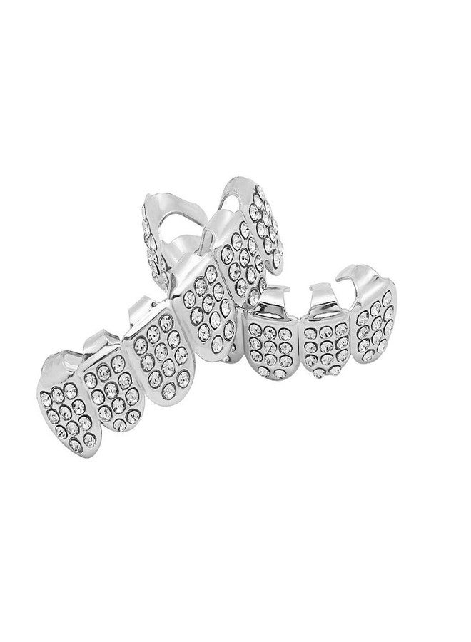 OOCC 18k Gold 6 Teeth Grillz Hip Hop Joker Diamond Top & Bottom Teeth Caps Grillz Set - Image 3